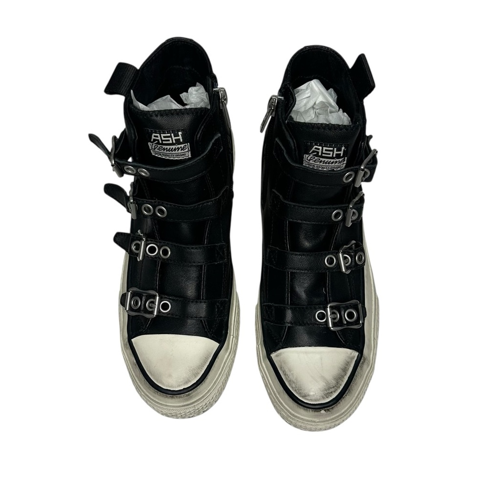 NEW Ash Rainbow Black Leather High Top Distressed Sneakers 36 - Picture 6 of 13